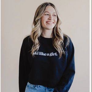 Brand New Ski Like a Girl Cropped Fleece Pullover size L